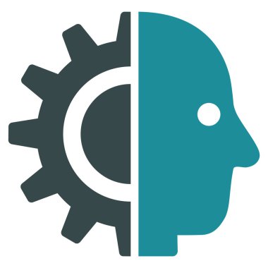 Cyborg kafa düz simgesi