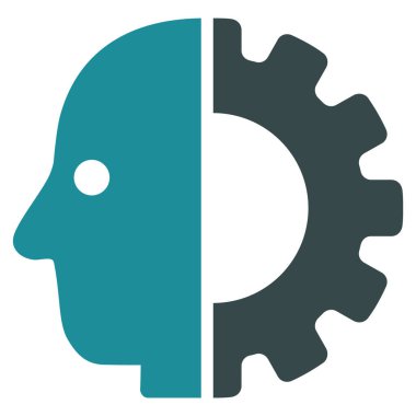 Cyborg kafa düz simgesi