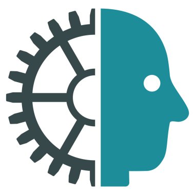 Cyborg kafa düz simgesi