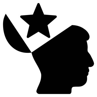 Açık kafa yıldız düz simgesi