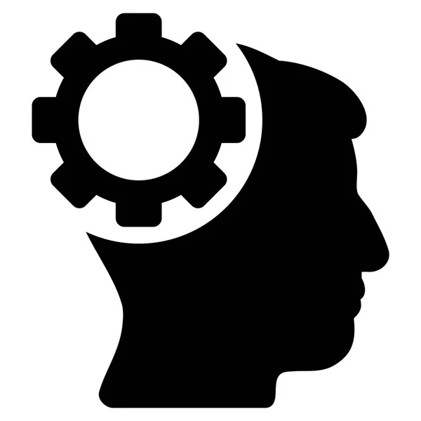 Icono plano de engranaje cerebral — Vector de stock