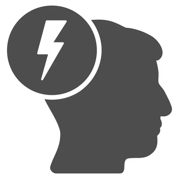 Brain Electricity Flat Icon — Stock Vector