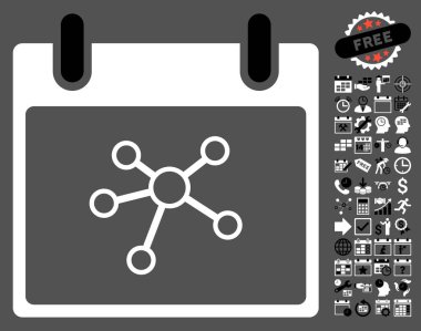 Bonus ile bağlantıları takvim gün düz vektör simgesi