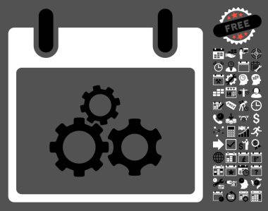 Mekanik vites takvim gün düz vektör simge Bonus ile