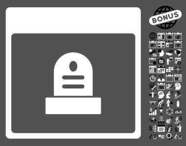 Anıt mezar taşı takvim sayfa düz vektör simge Bonus ile