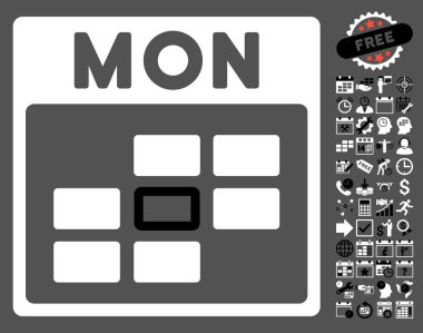 Bonus ile Pazartesi takvim kılavuz düz vektör simgesi