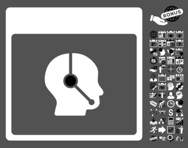 Telefonla satış operatör takvim sayfa düz vektör simge Bonus ile