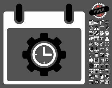 Bonus ile zaman dişli takvim gün düz vektör simgesi