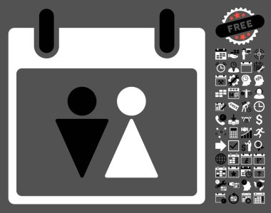 Tuvalet takvim gün düz vektör simgesi Bonus ile