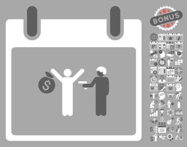 Bonus ile tutuklama takvim gün düz vektör simgesi