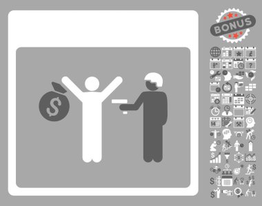 Bonus ile tutuklama takvim sayfa düz vektör simgesi