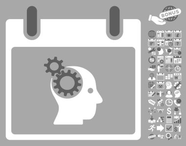 Bonus ile beyin Gears takvim gün düz vektör simgesi