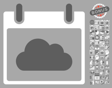 Bonus ile bulut takvim gün düz vektör simgesi