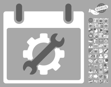 Yapılandırma araçları takvim gün düz vektör simge Bonus ile