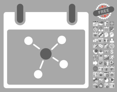 Bonus ile bağlantıları takvim gün düz vektör simgesi