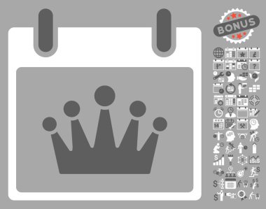 Bonus ile taç takvim gün düz vektör simgesi