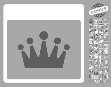 Bonus ile taç takvim sayfa düz vektör simgesi