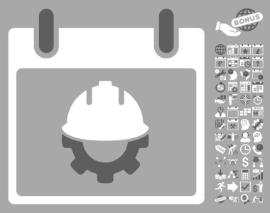 Bonus ile Geliştirme takvim gün düz vektör simgesi