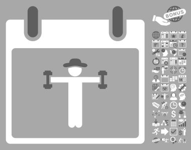 Bonus ile fitness takvim gün düz vektör simgesi