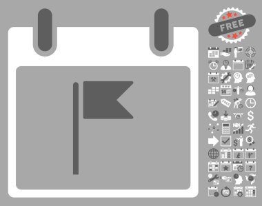 Bayrak takvim gün düz vektör simgesi Bonus ile