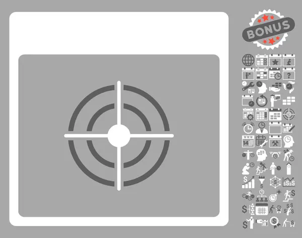 Bullseye pagina platte Vector kalenderpictogram met Bonus — Stockvector