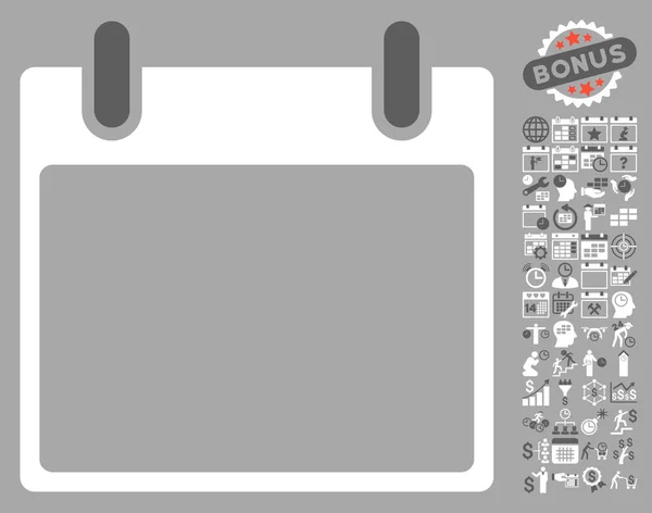 Vector plano vacío de la hoja de calendario icono con bono — Archivo Imágenes Vectoriales