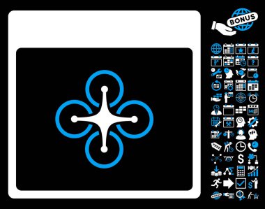 Bonus ile hava helikopter takvim sayfa düz vektör simgesi