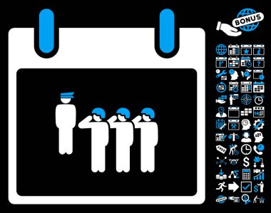 Bonus ile ordu kadrosu takvim gün düz vektör simgesi