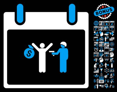 Bonus ile tutuklama takvim gün düz vektör simgesi