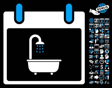 Bonus ile banyo takvim gün düz vektör simgesi