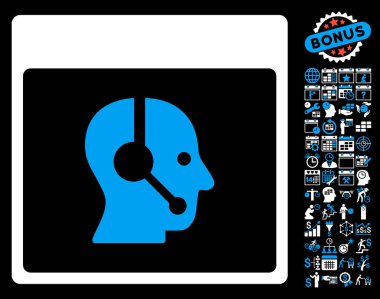 Çağrı Merkezi operatörü takvim sayfa düz vektör simge Bonus ile