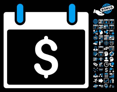 Bonus ile Doları takvim gün düz vektör simgesi