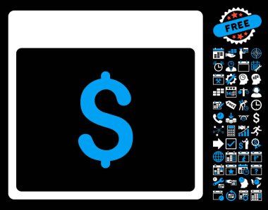 Bonus ile Doları Döviz Alım takvimi sayfa düz vektör simgesi