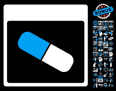 Takvim sayfası düz vektör simge Bonus ile ilaç kapsül