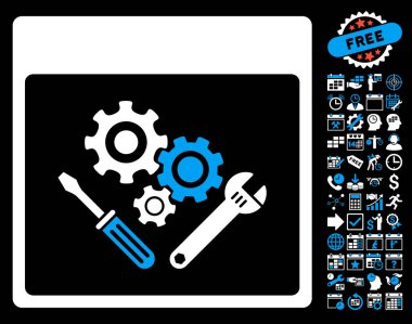 Vites araçlar ile Bonus sayfa düz vektör simge takvim