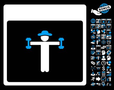 Beyefendi Fitness takvim sayfa düz vektör simge Bonus ile