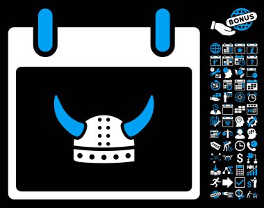 Boynuzlu miğfer takvim gün düz vektör simge Bonus ile