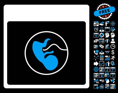 Bonus ile insan embriyo takvim sayfa düz vektör simgesi