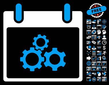 Mekanik vites takvim gün düz vektör simge Bonus ile