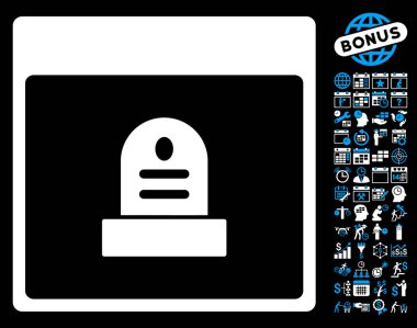 Anıt mezar taşı takvim sayfa düz vektör simge Bonus ile