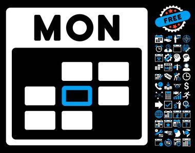 Bonus ile Pazartesi takvim kılavuz düz vektör simgesi