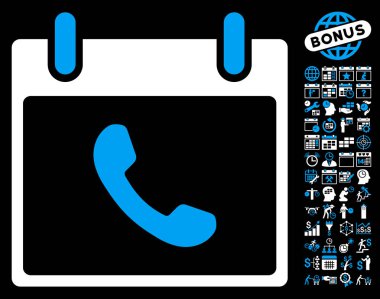 Bonus ile telefon takvim gün düz vektör simgesi