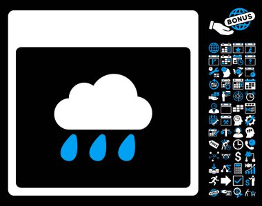 Bonus ile yağmur bulutu takvim sayfa düz vektör simgesi