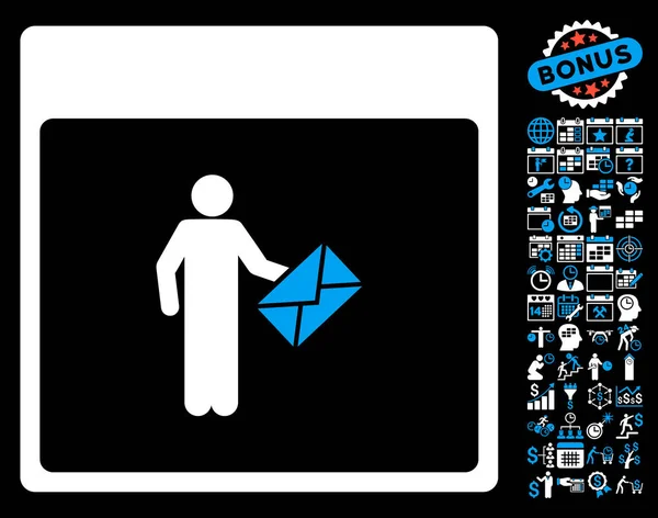 Postbode pagina platte Vector kalenderpictogram met Bonus — Stockvector