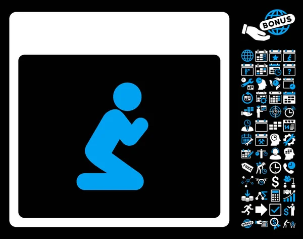 Page de calendrier de personne de prière Icône vectorielle plate avec bonification — Image vectorielle