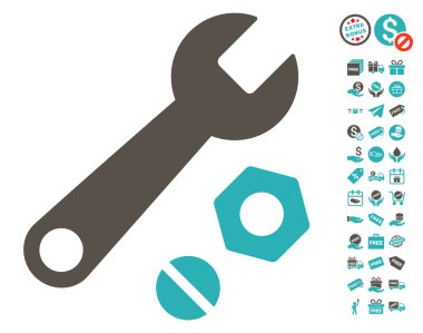 İngiliz anahtarı ve fındık simgesi ücretsiz bonus