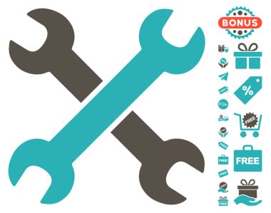 Ücretsiz Bonus simgesiyle yuvalı eğri somun anahtarları