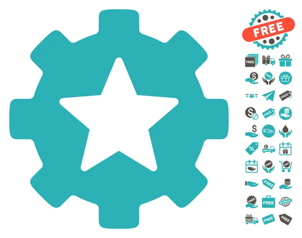 Estrella Favoritos Opciones de engranaje icono con bono gratis — Vector de stock