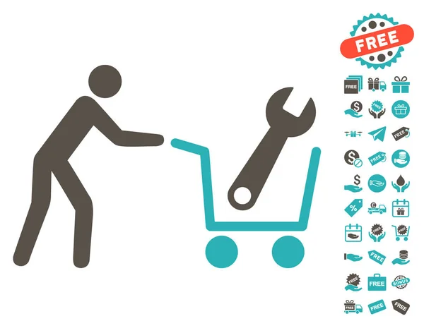 Herramientas icono de compras con bono gratis — Vector de stock