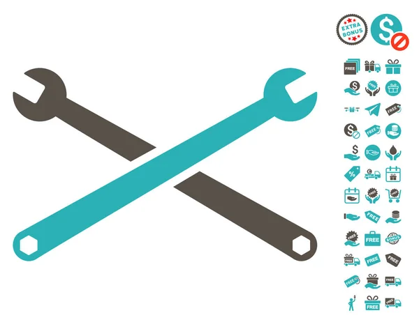 Wrenches Icon With Free Bonus — Stock Vector